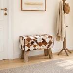 vidaXL Пейка 60 x 30 x 45 cm Естествена кожа Кафяв пачуърк (42042108)