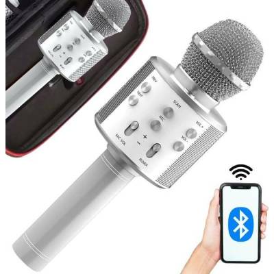 Verk Group Bezdrátový mikrofon bluetooth karaoke reproduktor kulatý s pouzdrem různé režimy