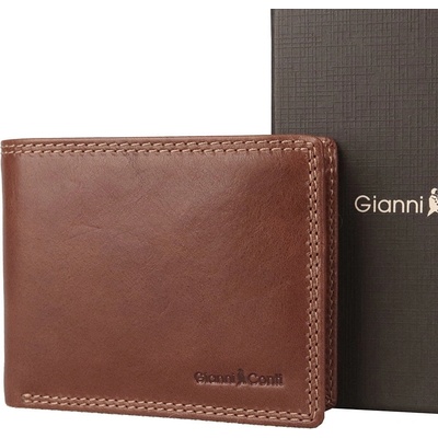 Luxusní hnědá hladká kožená peněženka Gianni Conti no. 020
