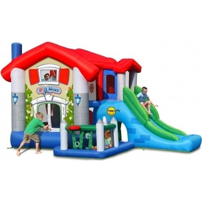 Happy Hop 9515 Velký dům 9 v 1 se skluzavkou velkou skákací plochou a míčky na hraní