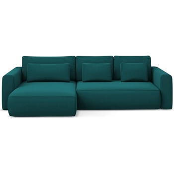 makamii Тюркоазен кадифен разтегателен ъглов диван с място за съхранение (ляв ъгъл) Kapua - Makamii (KAPUA_LCF_M_3_P1_C27)