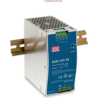 MEANWELL - NDR-240-48 - Průmyslový spínaný napájecí zdroj 48 V, 240 W na lištu DIN