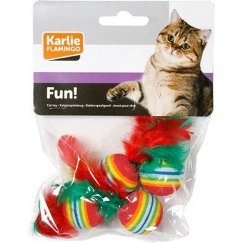 Karlie Catnip duhové míčky s peřím 3 cm