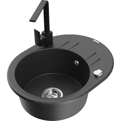 Mexen Kevin гранитна мивка с една камера с отцедник и кухненски смесител (6517-76-670300-70)