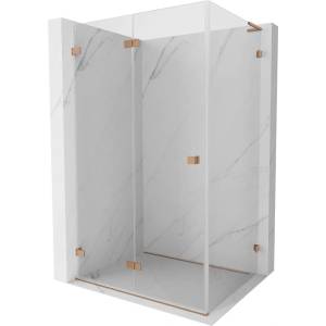Mexen Lunar-F L сгъваема лява душ кабина 85 x 80 см, прозрачен, четкана мед - 836L-085-080-65-00-L (836L-085-080-65-00-L)