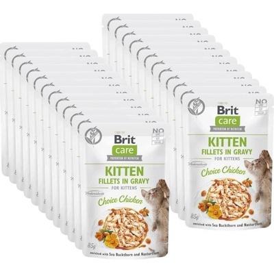 BRIT CARE Cat Kitten Fillets in Gravy Choice Chicken Enriched with Sea Buckthorn and Nasturtium 24x 85 g