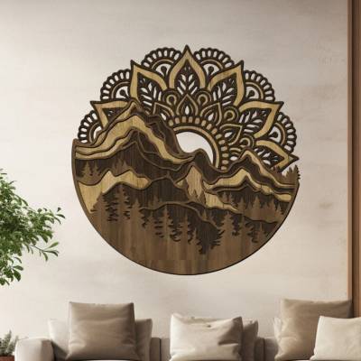 dřevo života 3 vrstvá mandala HORY Zvolte rozměr šxv (cm): 80x80, Zvolte barvu dekoru: Ořech-Wenge-Dub zlatý