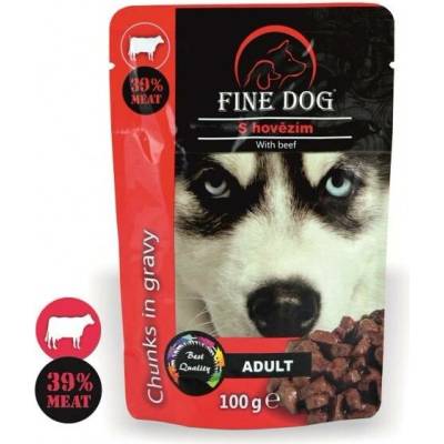Fine Dog Adult hovězí v omáčce 6 x 100 g