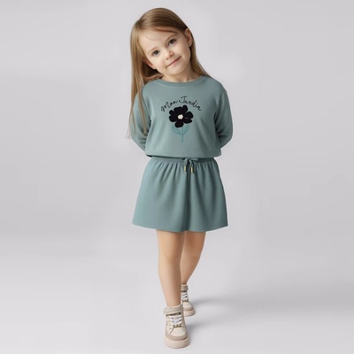 Mayoral Памучна рокля от 2 части с блуза в зелен цвят за мини момиче Mayoral