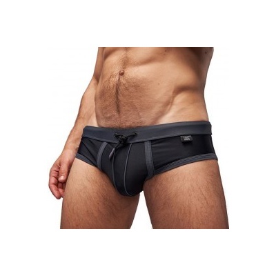 Mister B URBAN Torremolinos Swim Brief black Grey pánské slipové plavky černo-šedé