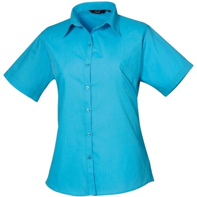 Premier PR302 Popelínová blúzka s kr. rukávom modrá Turquoise