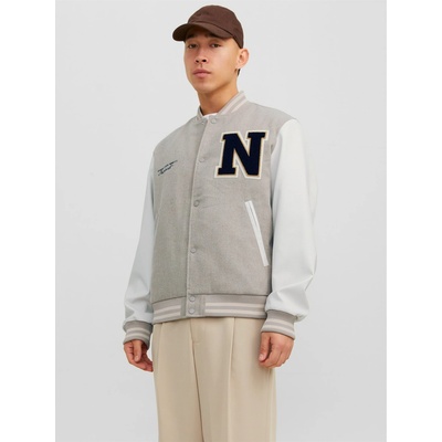 Jack and Jones Яке Jack and Jones Men's College Wool Blend Bomber Jacket - Crockery