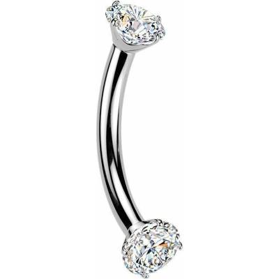MARRE Luxusní piercing do obočí s Moissanity 2 x 0.11 ct, TITAN (1,2 x 10 mm) TM039