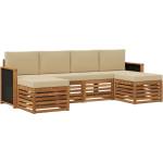 vidaXL Комплект дивани за открито 5 бр. Натурален и Бежов (3384674)