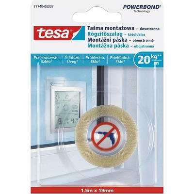 Tesa obojstranná montážna páska na priehľadné sklo 1,5 m x 19 mm