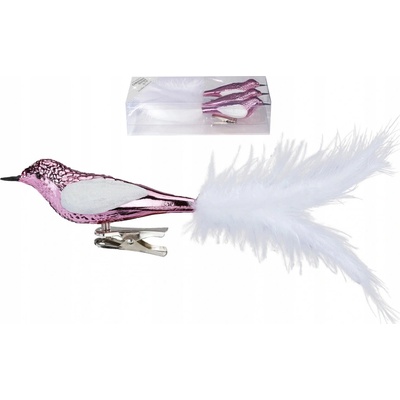 Laalu.cz Sada 3 ks: Ptáček na klipu růžový 20 cm – Zboží Dáma