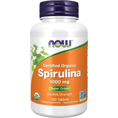 NOW NOW Spirulina Certified Organic 1000mg, 120 Tablets