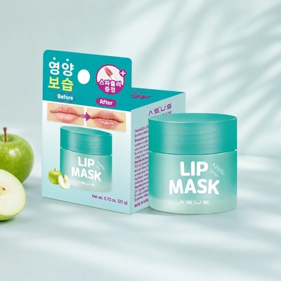 ASUS Подхранваща маска за сочни и хидратирани устни - Ябълка и лайм ASUS Lip Mask Applelime (257285)