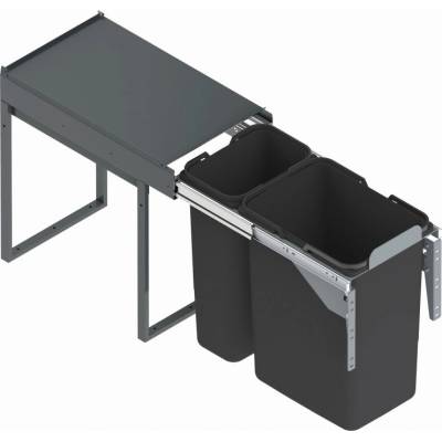 Rejs Koš odpadkový JC603F 30V 20 l + 9 l v440 mm plnovýsuv soft s uchycením čela šedý
