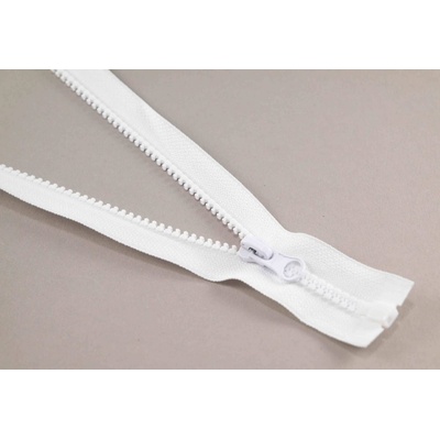 Deliteľný kostený zips - dĺžka (30 - 95 cm) - rôzne farby 40 cm biela s okrúhlym jazdcom
