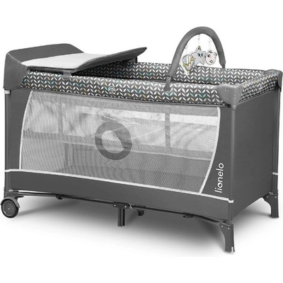Lionelo Бебешка кошара на 2 нива с повивалник Lionelo - Flower, Grey Scandi (5902581658777)