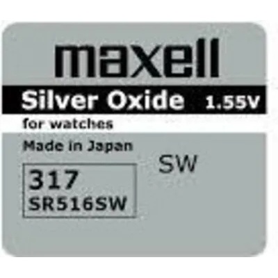 Бутонна батерия сребърна maxell sr516 sw /317/ 1.55v (ml-bs-sr516-sw)