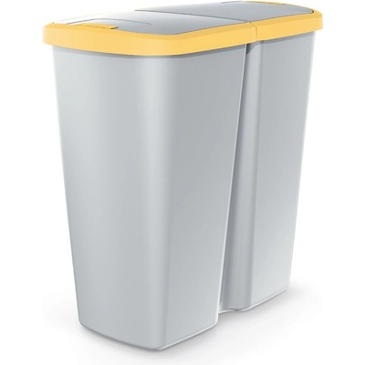 Prosperplast COMPACTA Q DUO popelavý se žlutým víkem 45 l
