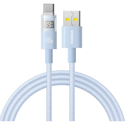 Baseus - Data Cable Display 2 (P10382701311-01) - Бързо зареждане, USB към Type-C, цифров дисплей, 100W, 2m - Galaxy Blue