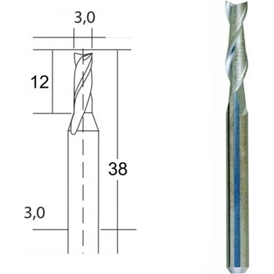 Proxxon 28761 - Tvrdokovová spirálová fréza pr. 3,0x10 mm
