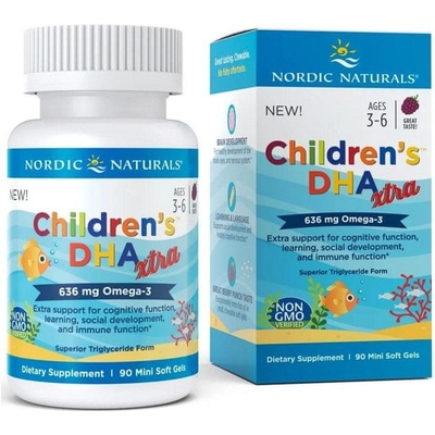 Nordic Naturals dětská dha xtra 636 mg omega 3 pro děti 90 měkkých tobolek