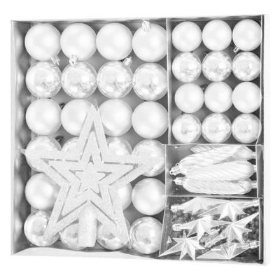 Gule MagicHome sada, 50 ks, 4-5 cm, biele, hviezda, girlanda, šiška, na vianočný stromček