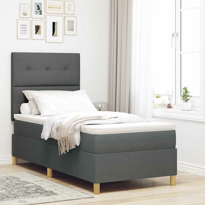 zahrada-XL 3339575 Postel s boxspringem s matrací Tmavě šedá textil