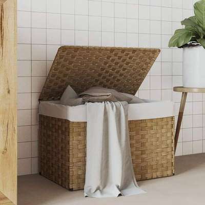vidaXL Кош за пране с капак, 55, 5x35x34 см, полиратан (372049)
