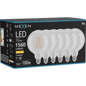 Mexen Vintis 6x Крушка с нажежаема жичка LED E27, G125, 12W, Топла - 2700K, 1560 lm, (L158-E27-1227-00x06)