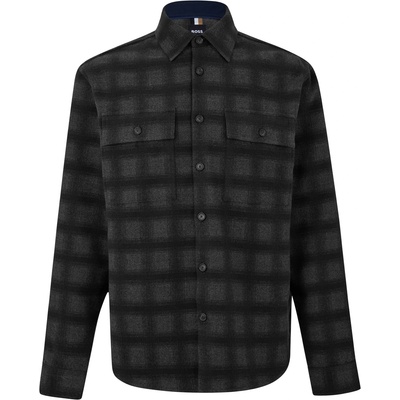 Boss Риза с дълъг ръкав Boss Men's C Owen Flannel Check Long Sleeve Overshirt - Med Grey 030