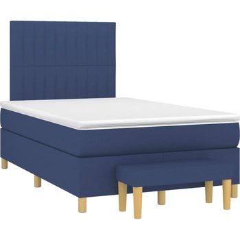 vidaXL Боксспринг легло с матрак, синьо, 120x190 см, плат (3270424)