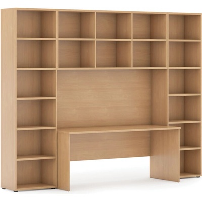 Zostavy knižníc INTEGRO so stolom, vyššie, 2950x700/400x2300 mm, buk