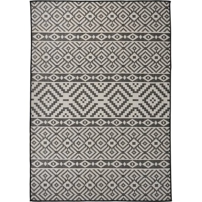 vidaXL Градински плоскотъкан килим, 140x200 см, черни шевици (340852)