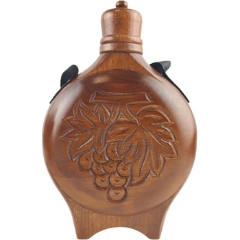 Дърворезбована бъклица за сватба със стъклен контейнер 200 мл (6157)