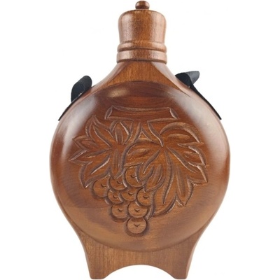 Дърворезбована бъклица за сватба със стъклен контейнер 200 мл (6157)