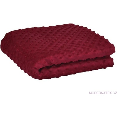 Látka minky puntík, 380 g/m², šíře 160 cm, metráž, vínová