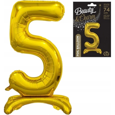Godan Samostojaci fóliový balón 5 zlatý 74 cm