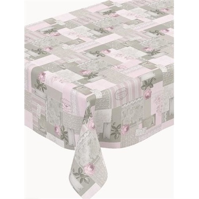 Obrus PVC 138A Romantic ružovo-sivý metráž, 20 m x 140 cm, IMPOL TRADE