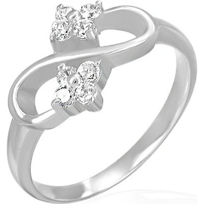 Šperky eshop zásnubní prsten osmička zirkonové kvítky F7.12