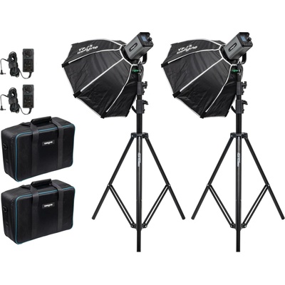 VILTROX Set 2x Weeylite Ninja 200 - COB LED světlo + 2x softbox, 2x stativ, 2x Bowens adaptér NINJA-200 Teplota 2800–8500K, 70400 luxů na 0,5 m