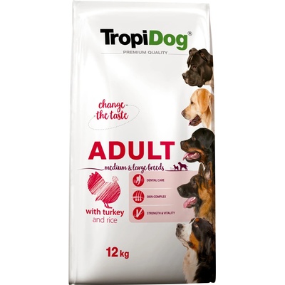 TROPIDOG Premium adult Medium & Large breed krůtí s rýží 12 kg