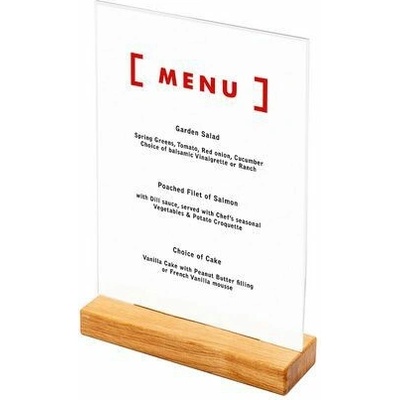 Dřevěný stojánek na menu typu T Portrét, A4