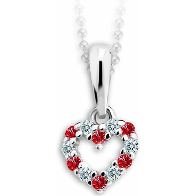 Danfil Detský prívesok srdcia C2157 z bieleho zlata s kamienkami Ruby Dark
