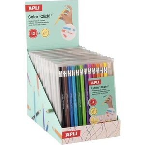 APLI Комплект цветни писалки, дисплей, APLI "Color Click", 12 цвята 20545 (20545)