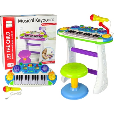 LEAN Toys Varhanní klávesnice křeslo mikrofon modrý